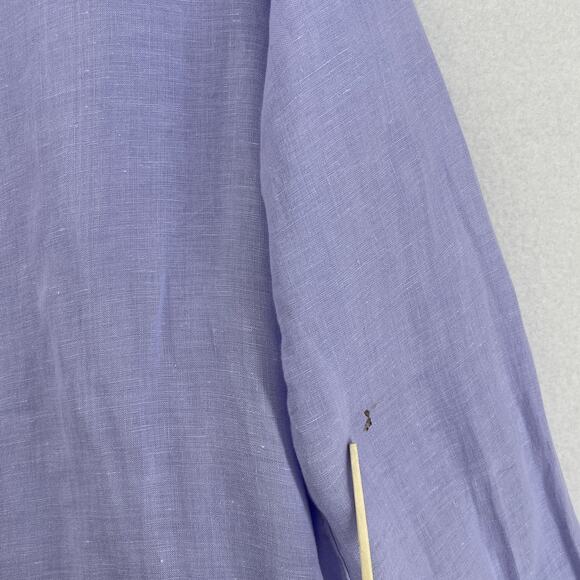 UNIQLO Top Womens XL 100% Linen Long Sleeve Button Front Shirt Blouse Purple - Picture 11 of 15